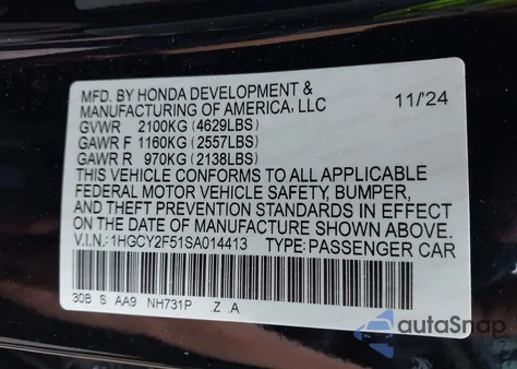 2025 Honda Accord Hybrid Sport z USA, uszkodzony, nr VIN 1HGCY2F51SA014413
